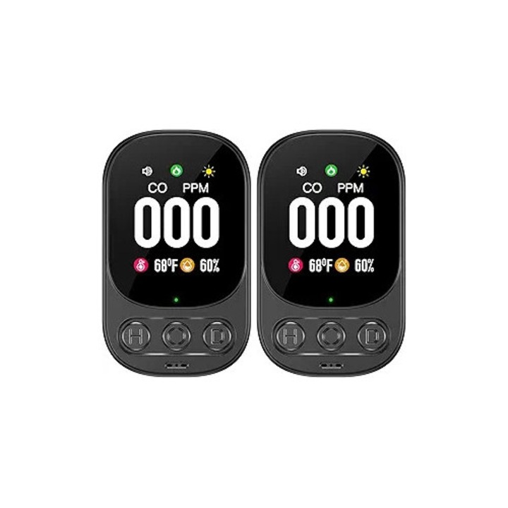 Detector 3-in-1 de Gaz, Gedsffati, Set 2 buc, senzor electrochimic, negru, 3.3x5x8.9cm