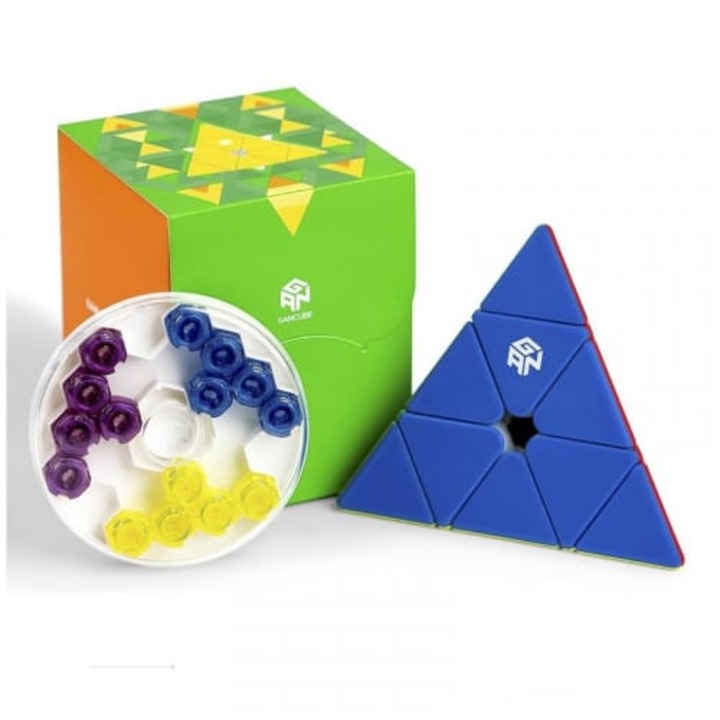 Joc de inteligență GAN Pyraminx M, set cu piulițe GES, multicolor, 8 ani