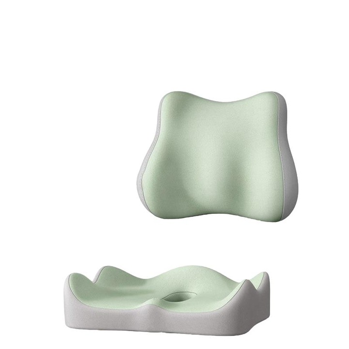 Set 2 perne de suport lombar, XICENRM®, ergonomic, spuma cu memorie, verde