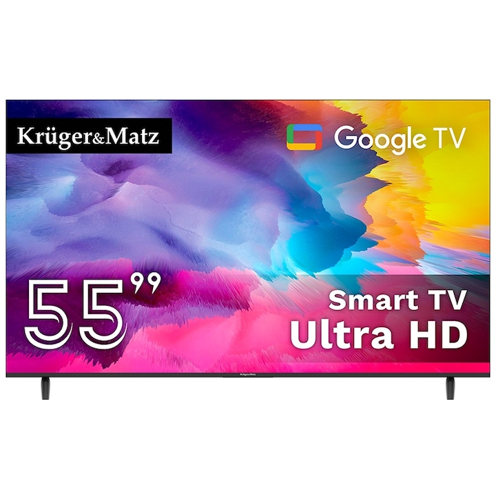 Televizor LED Kruger&Matz 139 cm 55" KM0255UHD-G, Ultra HD 4K, Smart TV, WiFi, CI+