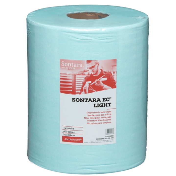 Rola lavete industriale Sontara EC® Turqouise pentru degresare suprafete, ultrarezistenta, dim. laveta 30 x 38 cm, 400 lavete / rola, turcoaz, pentru stergeri fara scame, pentru tipgrafii/printing rezistente la solventi puternici, material netesut, D13650