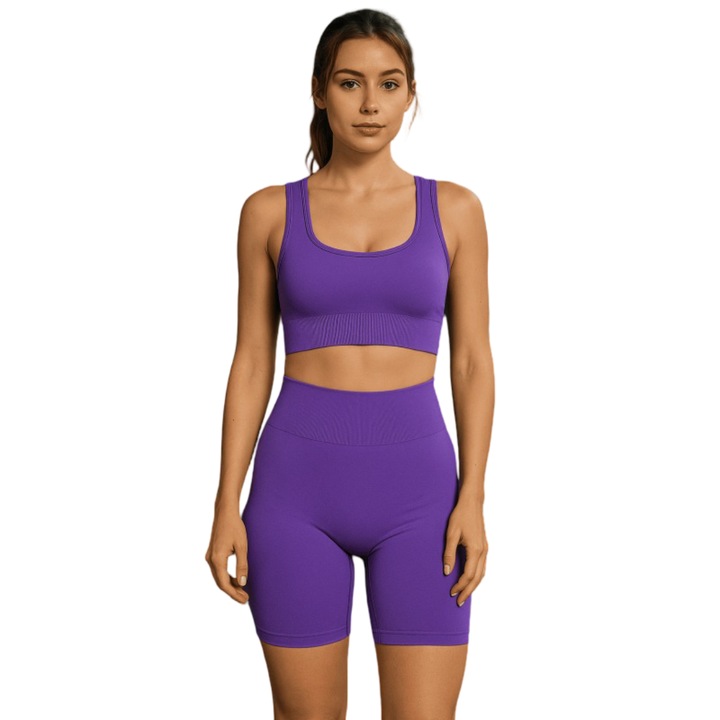 Set pentru sala Mixbo din 2 piese, pantaloni scurti si bustiera, Lila