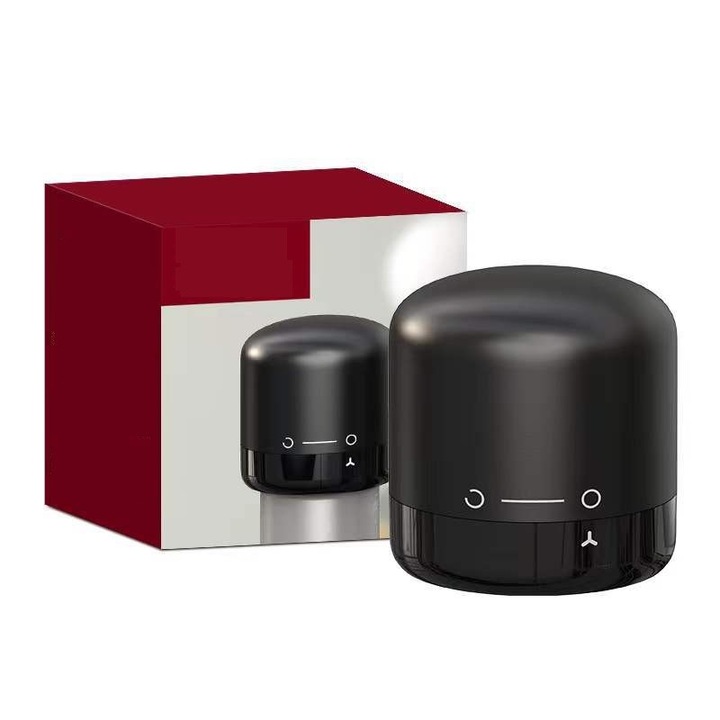 Capac de etansare a sticlei de vin, rotativ, On-Off, Silicon, Reutilizabil, 3.8 x 3.8 x 3.8 cm, Negru