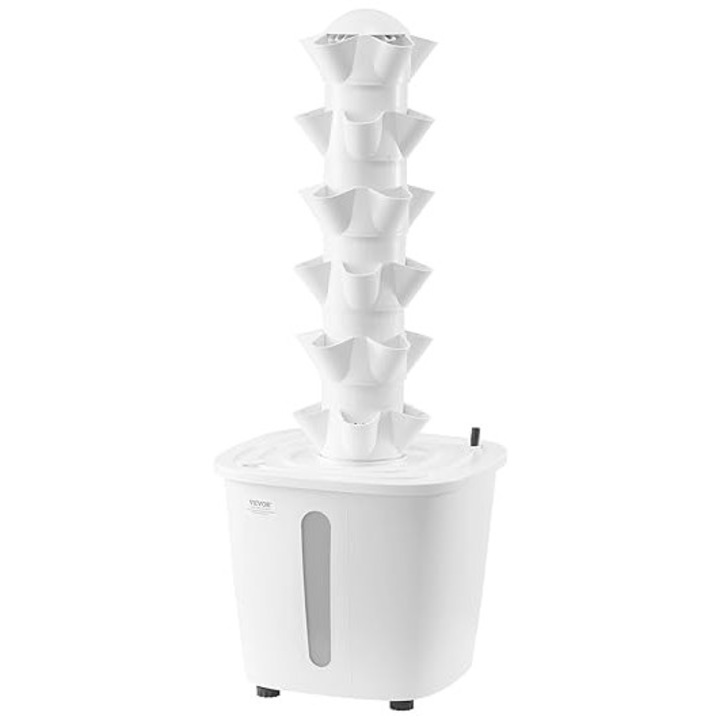 Sistem hidroponic VEVOR pentru cultivare, turn hidroponic cu 30 de locuri si 6 niveluri, gradina hidropica pentru acasa, cu pompa de apa si temporizator, set de circulatie a apei pentru germinare plante – potrivit pentru ierburi, fructe si legume
