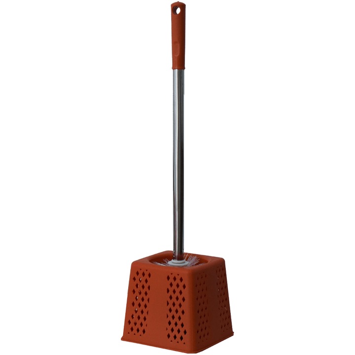 Set toaleta cu perie si maner metalic, Adison, otel inoxidabil, plastic, 47cm