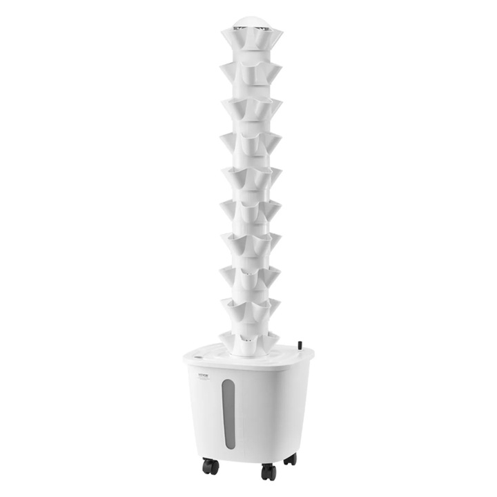 Sistem de cultura hidroponica VEVOR, turn hidroponic vertical cu 50 de pastai, gradina hidroponica rulanta cu pompa de apa si roti, kit de germinare a plantelor de interior pentru ierburi, fructe si legume