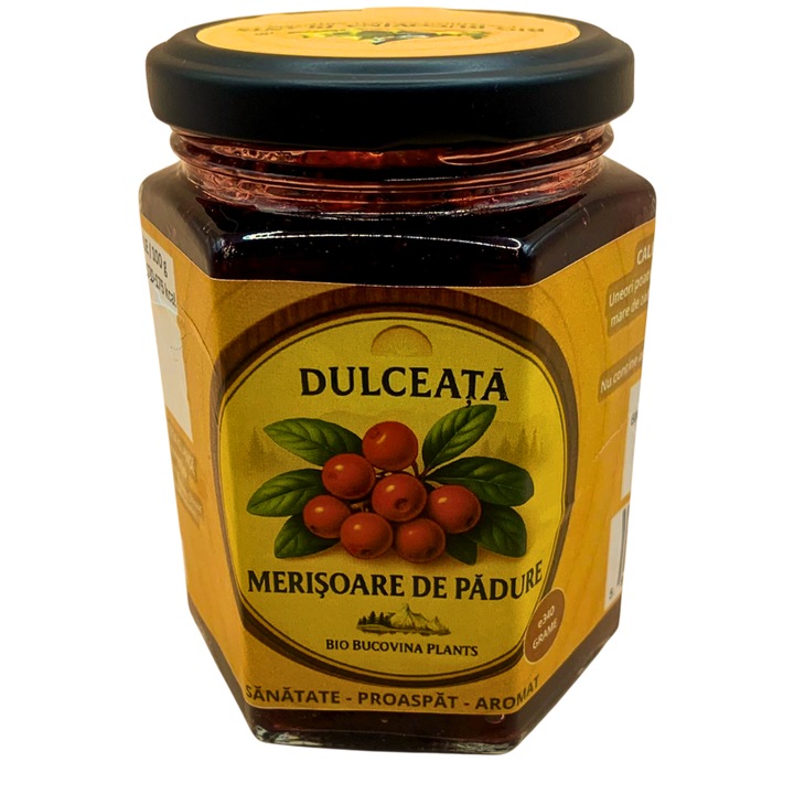 Dulceață de merișoare de pădure, Bio Bucovina Plants, 320g, 100% naturală, fără aditivi