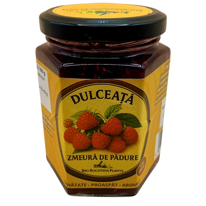 Dulceață de zmeură de pădure, Bio Bucovina Plants, 320g, 100% naturală, fără aditivi