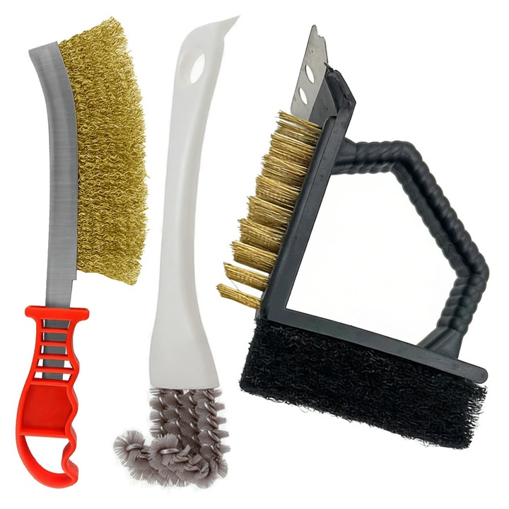 Set de 3 perii de curățare, cupru și burete, pentru spații înguste, multicolor