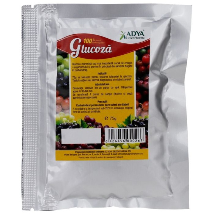 Glucoza anhidra, 75g, test glicemie provocata, toleranta la glucoza