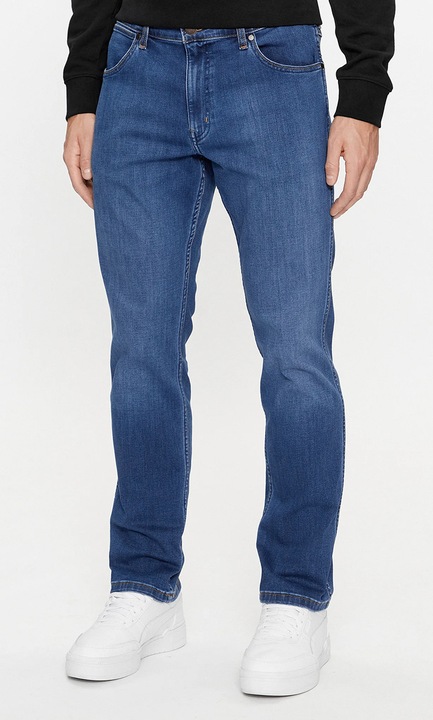 Blugi barbati Wrangler Greensboro, regular straight, albastru inchis, bumbac, W40-L34 US