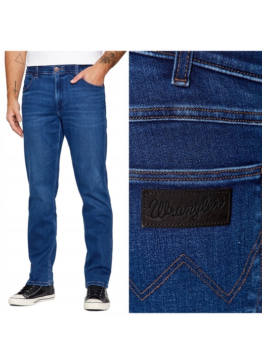 Blugi barbati Wrangler Greensboro 803, talie medie, albastru, W42 L36