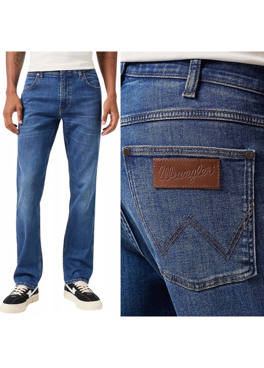 Pantaloni de blugi barbati Wrangler Greensboro 803, regular straight, albastru inchis, W30 L32