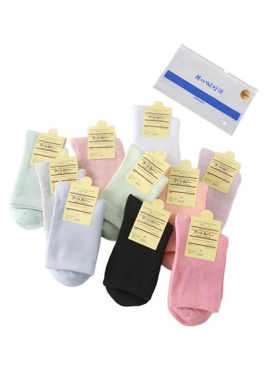 10 sets，sosete de dama din bumbac, Omelivon®, talpa intermediara, Potrivit pentru toate anotimpurile, elastice, respirabile si confortabile, potrivite pentru sport, timp liber, afaceri, culori multiple