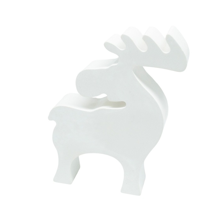 Коледна декоративна фигурка, елен, гипс за рисуване, 11x8x2см