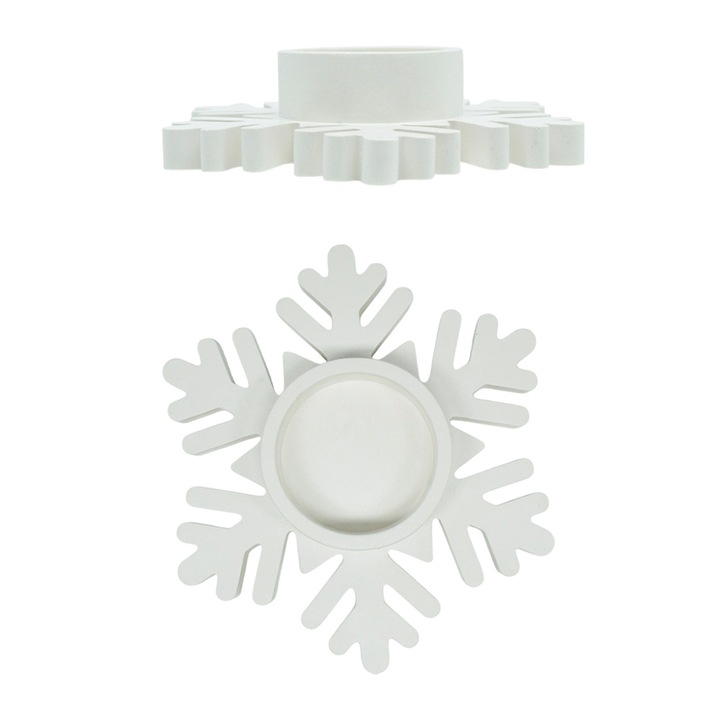 Фигурка поставка за свещ, снежинка, гипс за рисуване, 11x11x2.5см