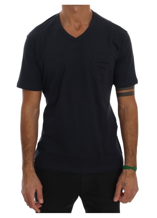 Daniele Alessandrini – Kék pamut V-nyakú póló S
