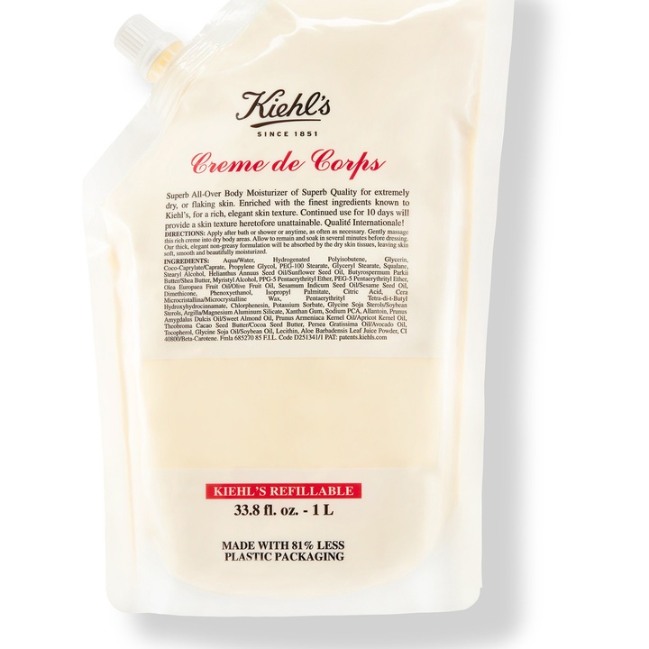 Crema de corp hidratanta pentru pielea uscata Refill Kiehl's Crème de Corps, 1l