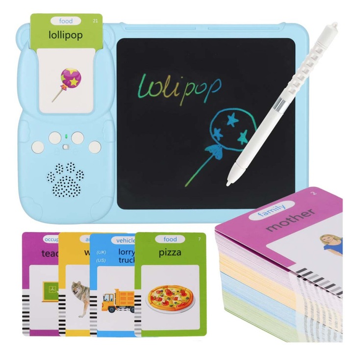 Cititor carduri educationale ( engleza) 8.5 inch cu stilou magic albastru