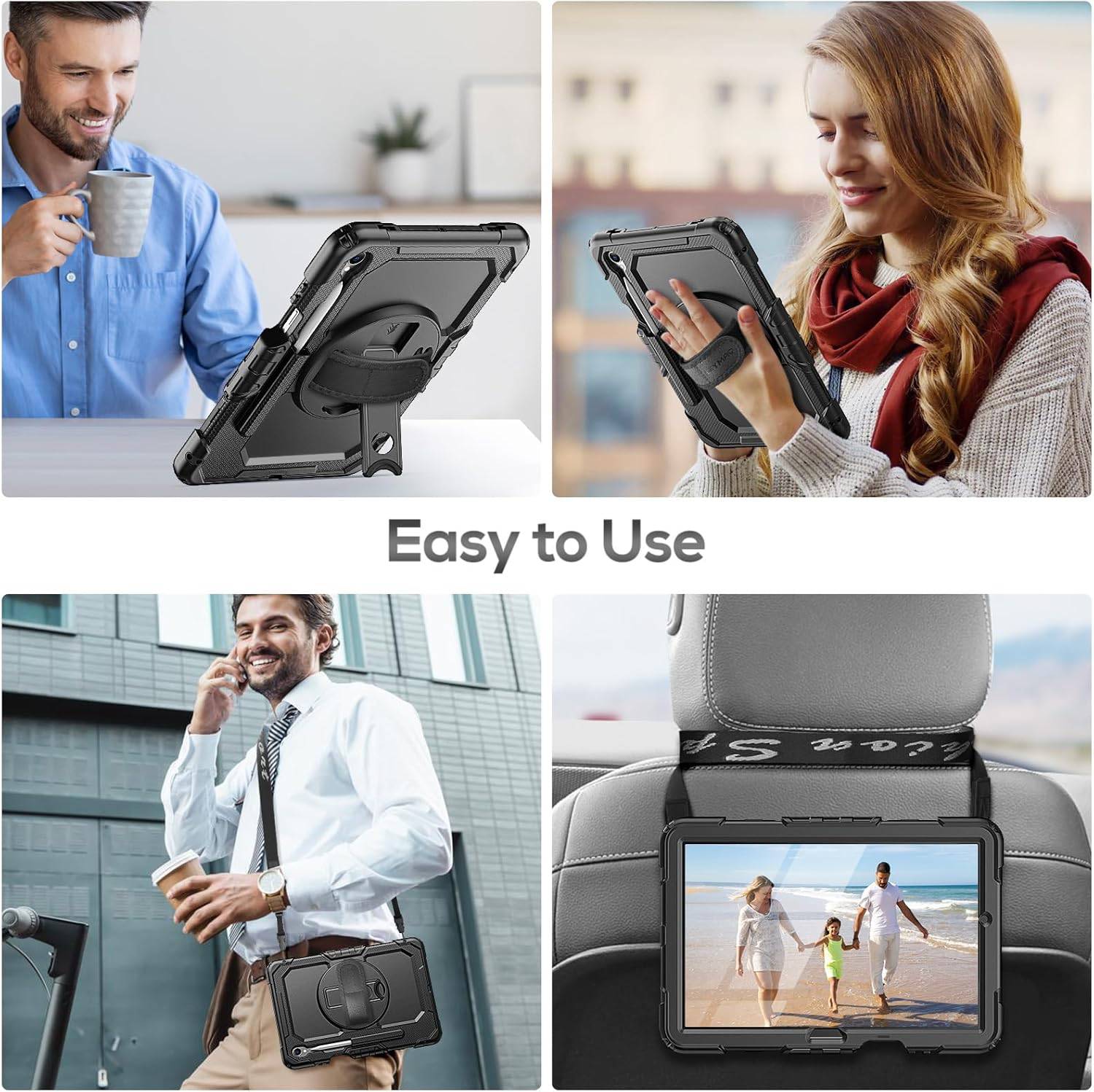 Pachet 360: Husa cu folie integrata pentru Samsung Galaxy Tab S11 11 inch Shockproof Armor de tip stand, Rotire 360°, Suport Reglabil si Curea de Mana & Umar - negru