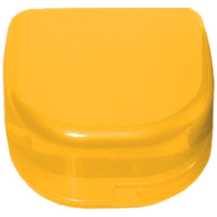 Cutie ortodontică PRIMA, proteză dentară, plastic, galbenă, 78x83x45mm