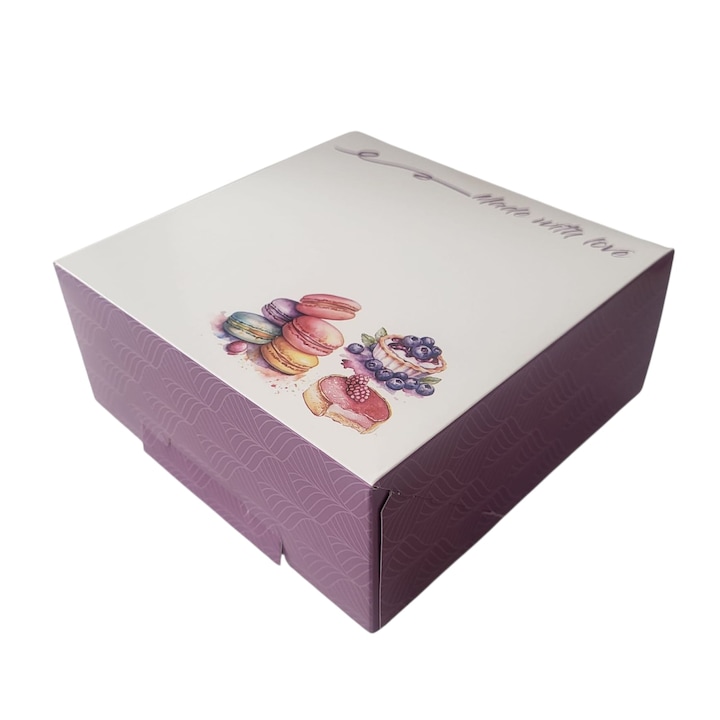 Set 25 Cutii de prajituri cu model 14x14x6cm