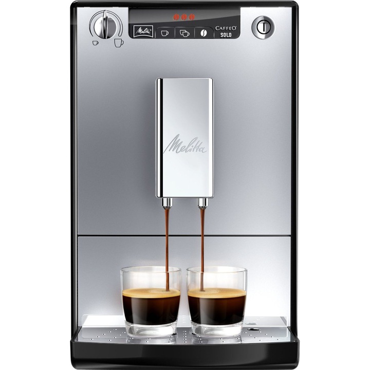 Espressor Automat Melitta Caffeo Solo E950-203, 15 Bar, 1400 W, Cafea boabe, Espresso, Americano, Rezervor 1.2 L, Negru/Inox