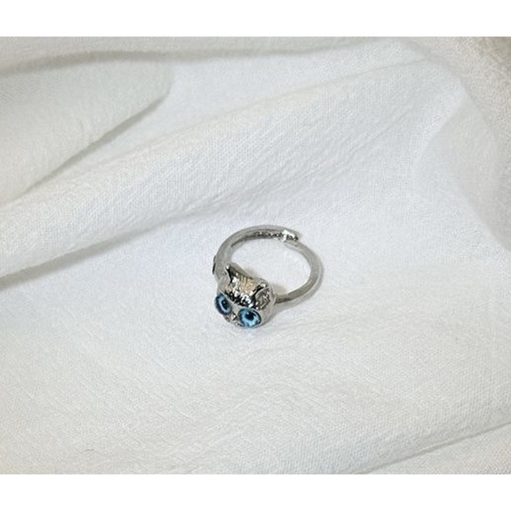 Inel dama, placat cu argint, ajustabil, argintiu