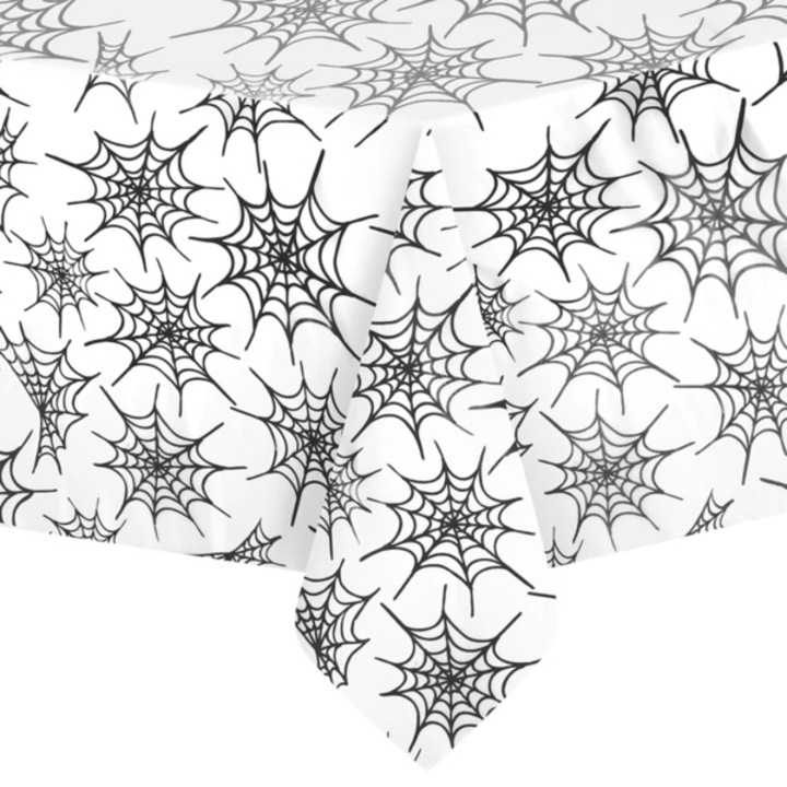 Fata de masa, alba, cu modele de panza de paianjen, 137 x 274 cm
