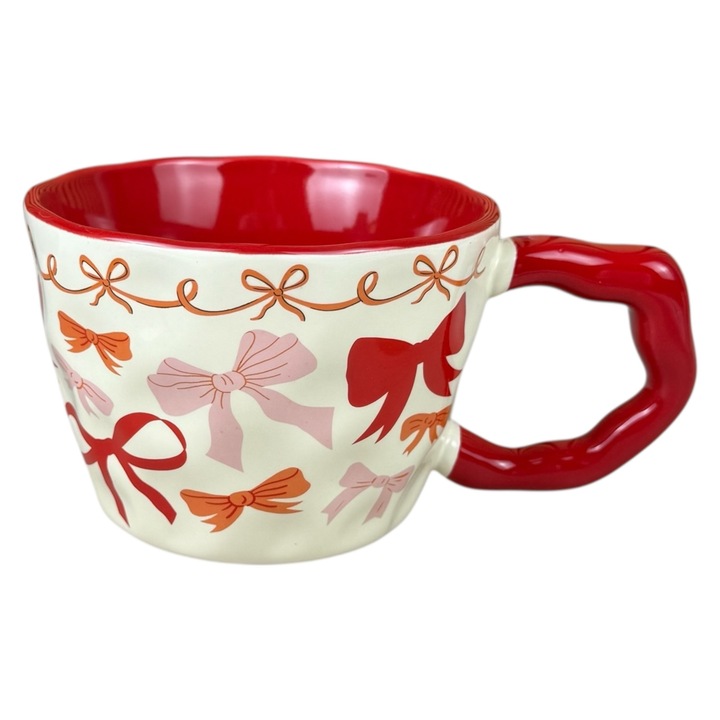 Cana ceramica Magia Funditelor rosie, 450 ml, design fundite