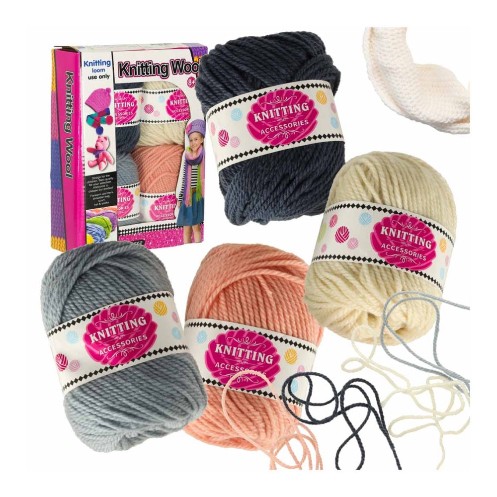 Set 4 fire colorate pentru crosetat si tricotat, KIK, crem-gri