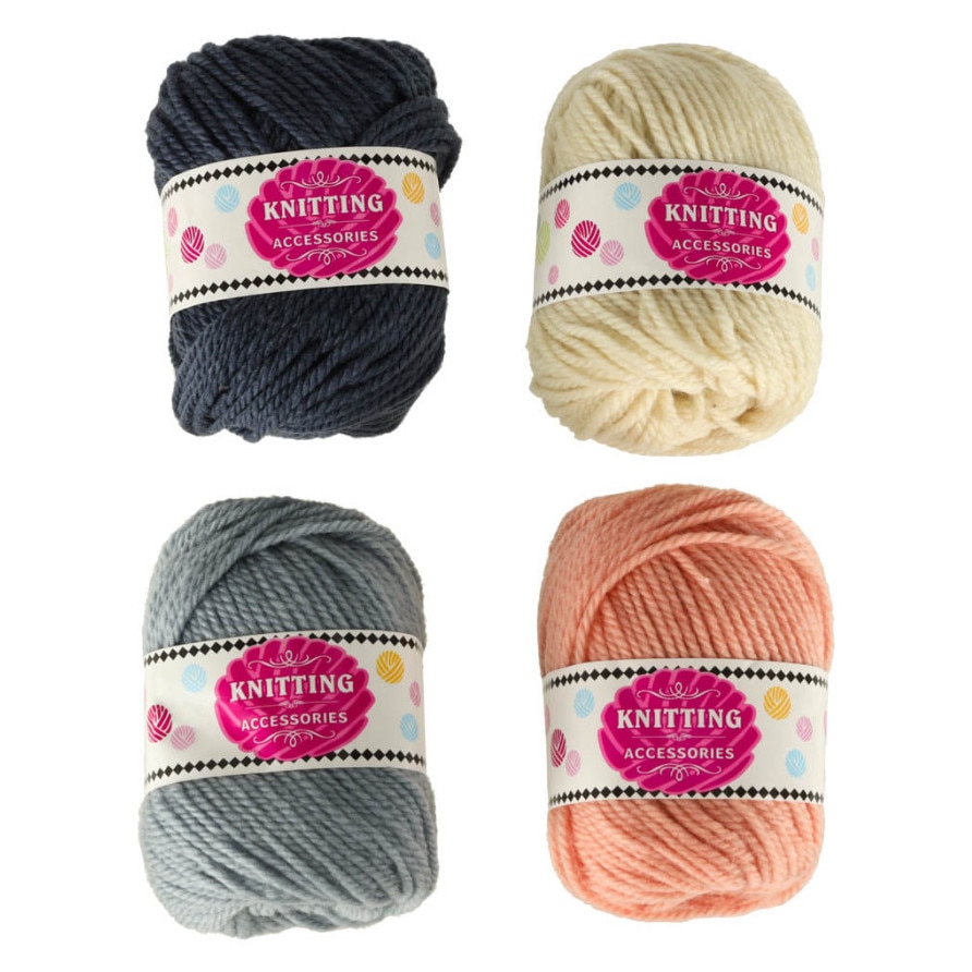 Set 4 fire colorate pentru crosetat si tricotat, KIK, crem-gri