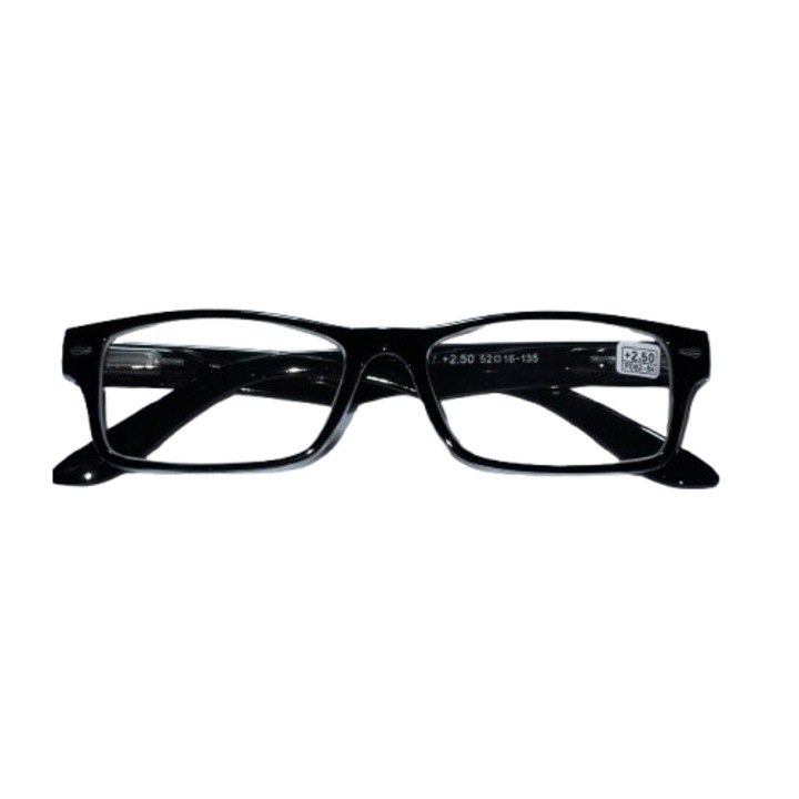 Ochelari de vedere RIF, rama plastic, dioptrie +2.50, culoare neagra, pentru barbati