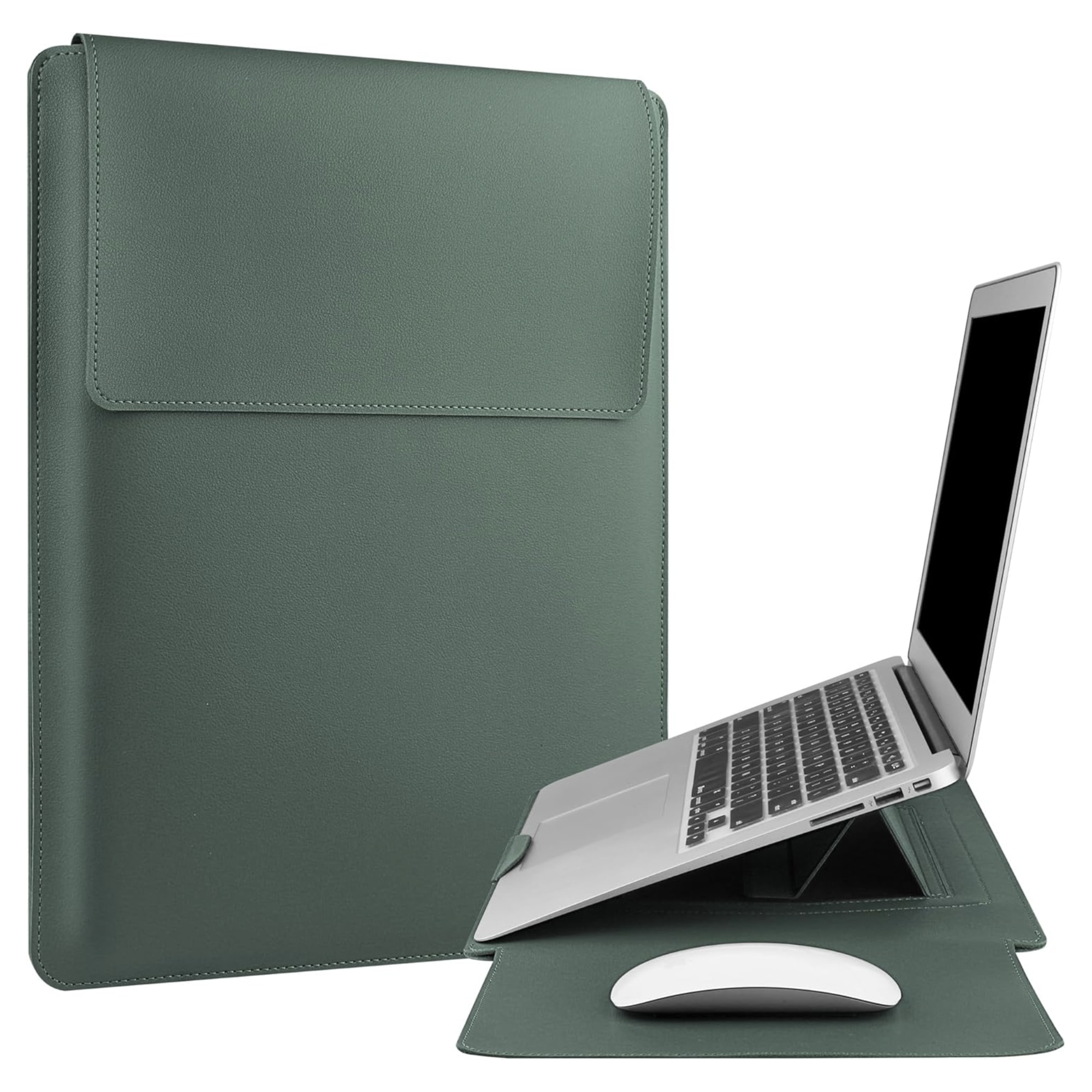 Husa laptop 15-16 inch cu suport pliabil si mousepad integrat, compatibila MacBook, protectie ultrafina, verde AleFla Eshop