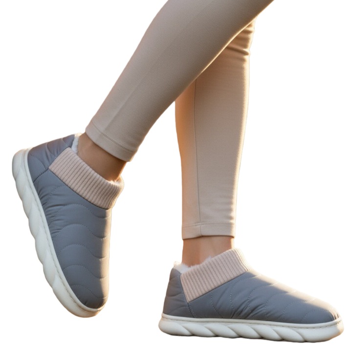 Papuci captusiti din bumbac H53gri 122018, Gri, 40-41