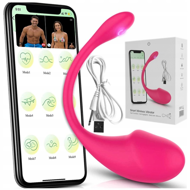 Páros vibrátor, LAZYhome, alkalmazással, 10 rezgésmód, vízálló, 25m Bluetooth, 60 perc üzemidő