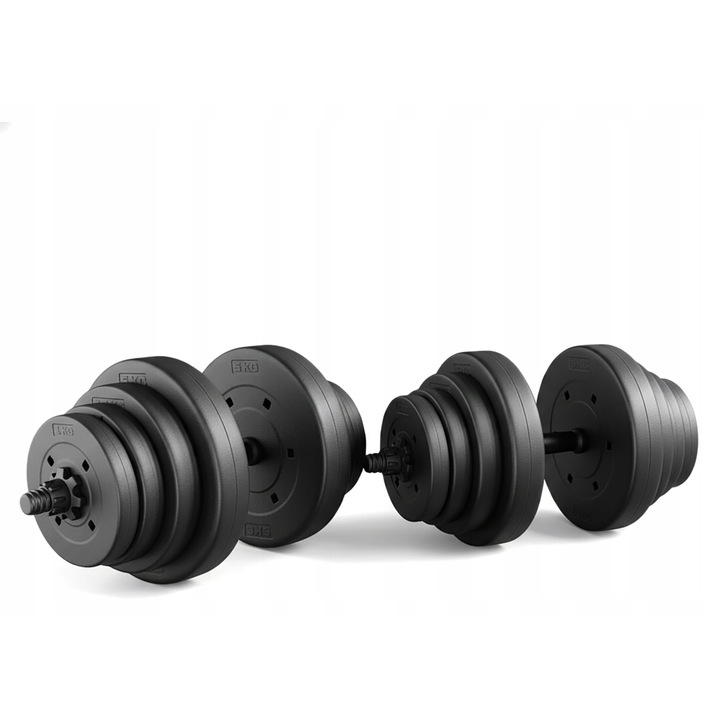 Set haltere reglabile 2x20kg cu kettlebell, negru