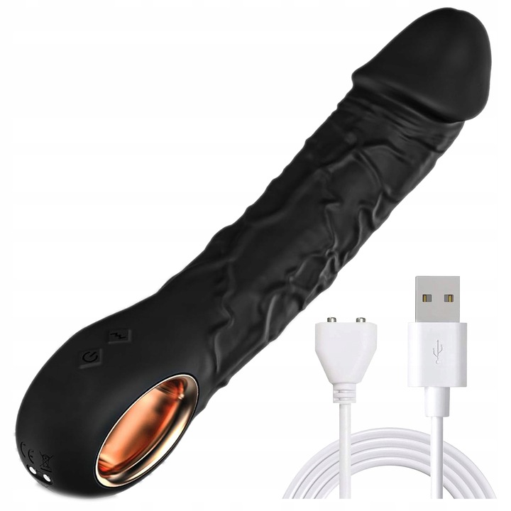 Vibrator, LAZYhome, 10 moduri de vibratie, silicon medical, waterproof, 22cm, negru/auriu