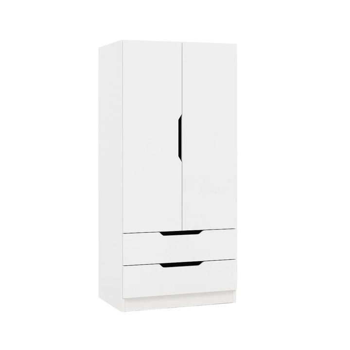 Dulap alb Ha.ro 80x180x45cm, 2 usi, 2 sertare