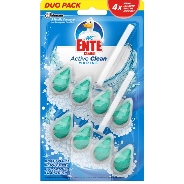 Двоен пакет Освежител за тоалетна Duck Active Clean Marine 138 гр