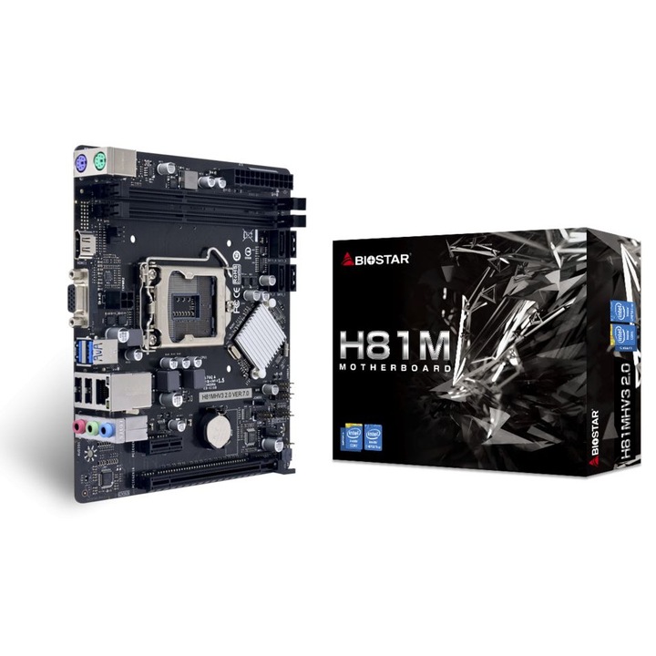 Biostar H81MHV3 Alaplap, LGA1150, Intel H81, 2xDDR3, 16GB, Micro ATX