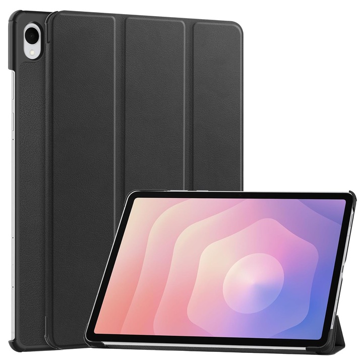 Калъф за таблет, черен, съвместим със Samsung Tab S11ultra 14.6', от PU кожа, устойчив на надраскване, с функция за автоматично активиране при сън
