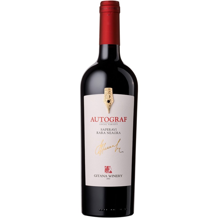 Vin Rosu Gitana, Autograf, Saperavi & Rara Neagra Sec, 0.75l