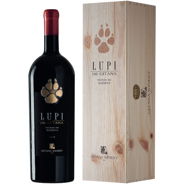 Vin Rosu Gitana Lupi, Sec, Cutie de lemn, 5l