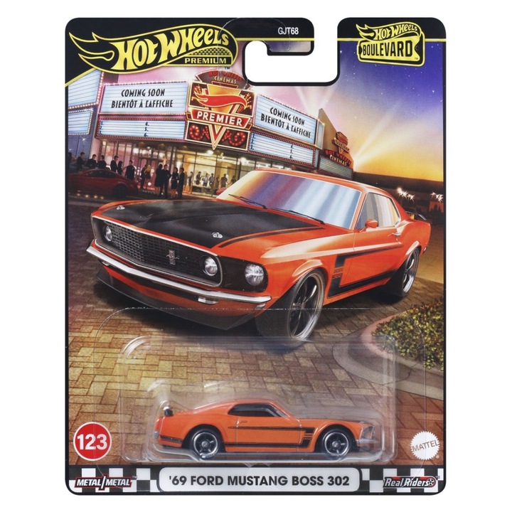 Hot Wheels Premium Boulevard Fém Kisautó Ford Mustang Boss 302 '69 1:64 méretarányarány