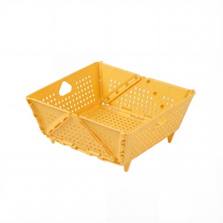 Cos de filtru de apa pliabil multifunctional, Cos cu fructe si legume, Material PP de Calitate Alimentara, Design Salvati Spatiu, Scurgere Rapida, Ideal pentru Fructe, Legume si Depozitare, galben