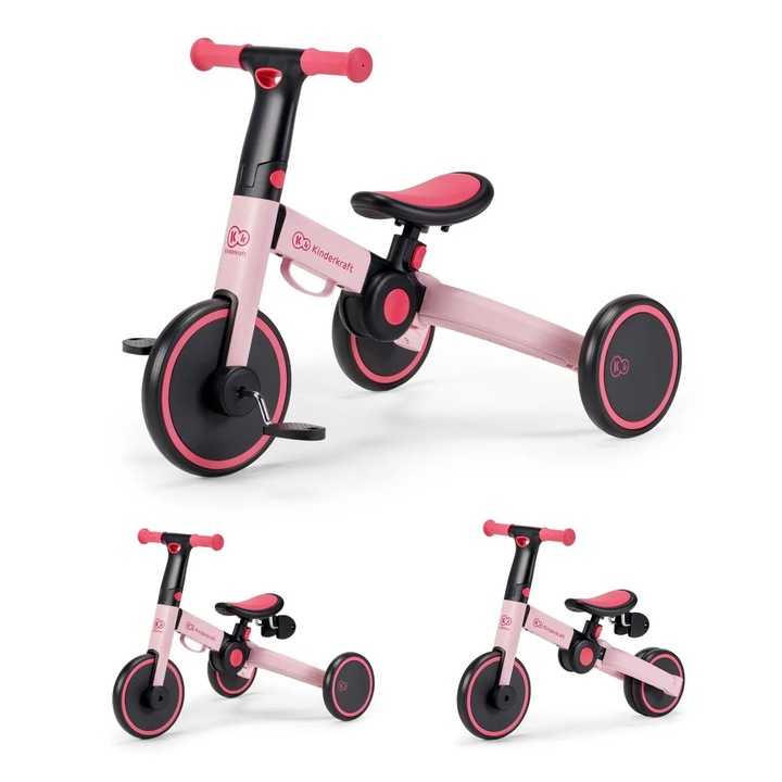 Bicicleta de echilibru / tricicleta kinderkraft 4trike, candy pink
