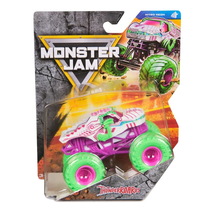 Monster Jam Nitro Neon Thunderroarus Fém Kisautó 1:64 méretarányarányban