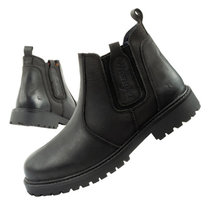 Ghete Chelsea Wrangler, piele negru, Negru
