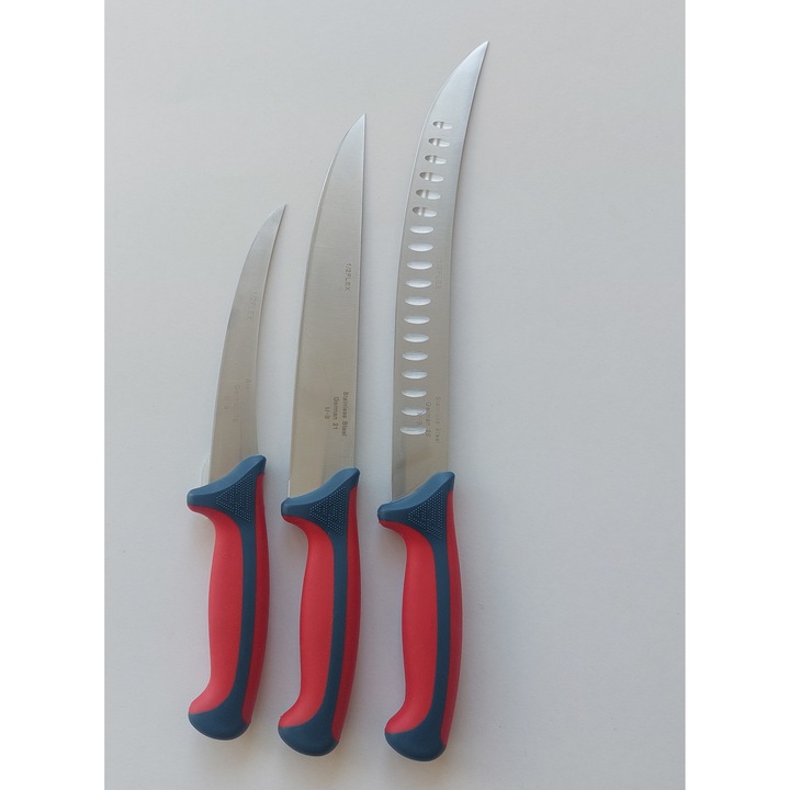 Set profesional pentru bucatari, 3 cutite cu maner silicon antialunecare